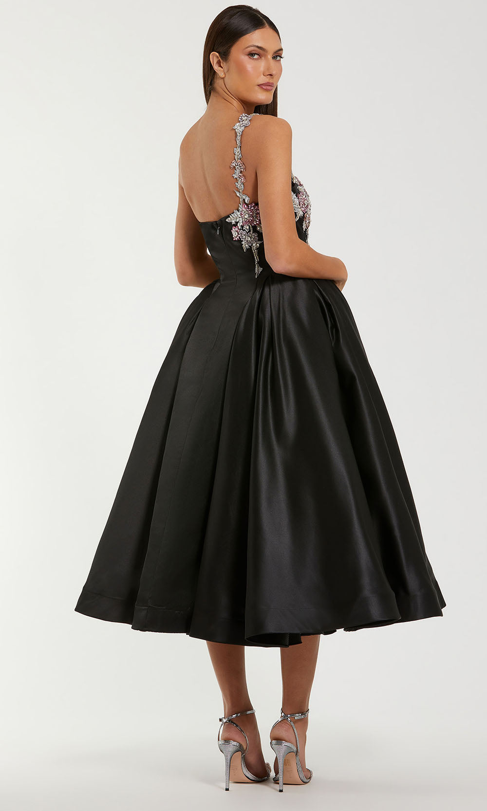 Mac Duggal 11955 - Embroidered Top Pleated A-Line Dress Cocktail Dresses in Black and Multi
