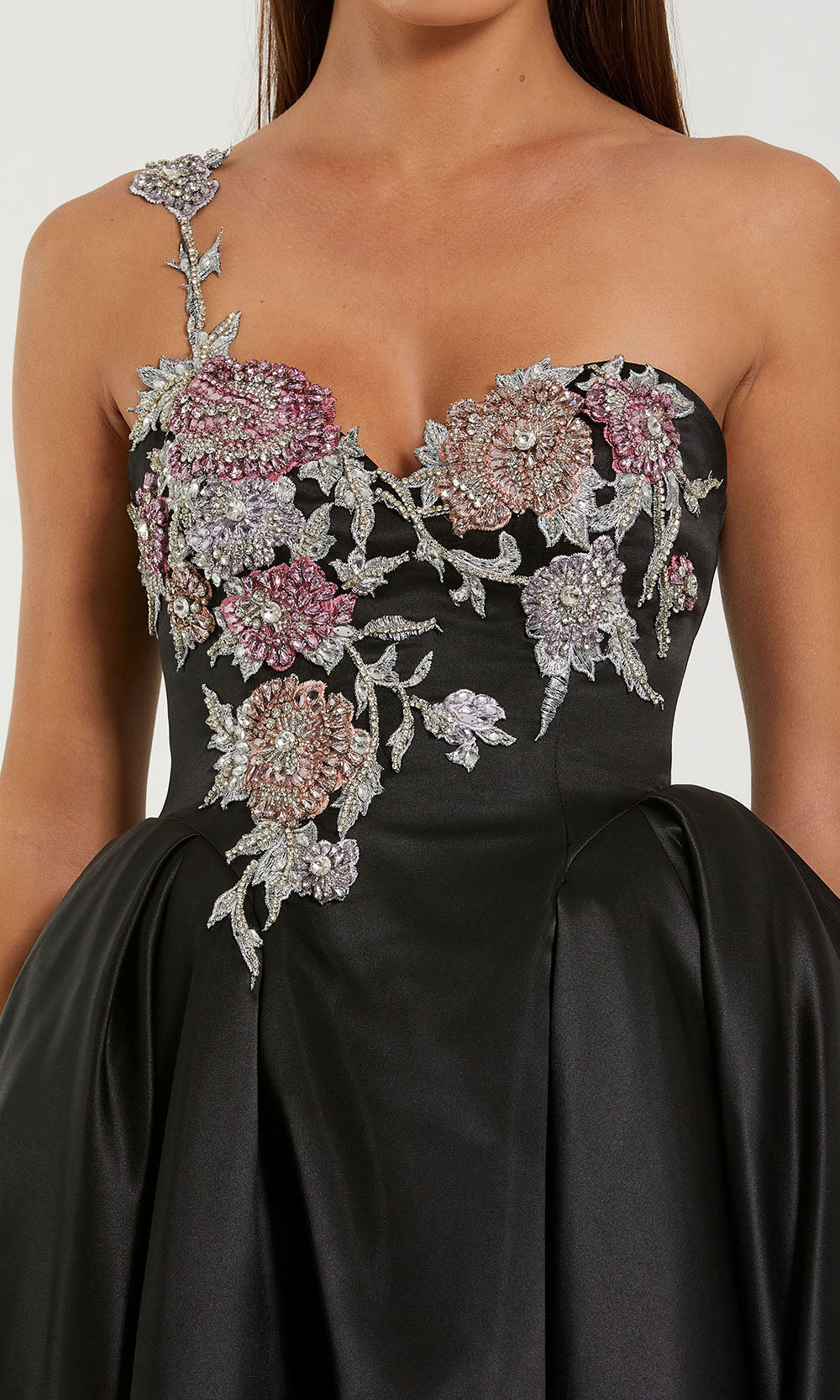 Mac Duggal 11955 - Embroidered Top Pleated A-Line Dress Cocktail Dresses in Black and Multi