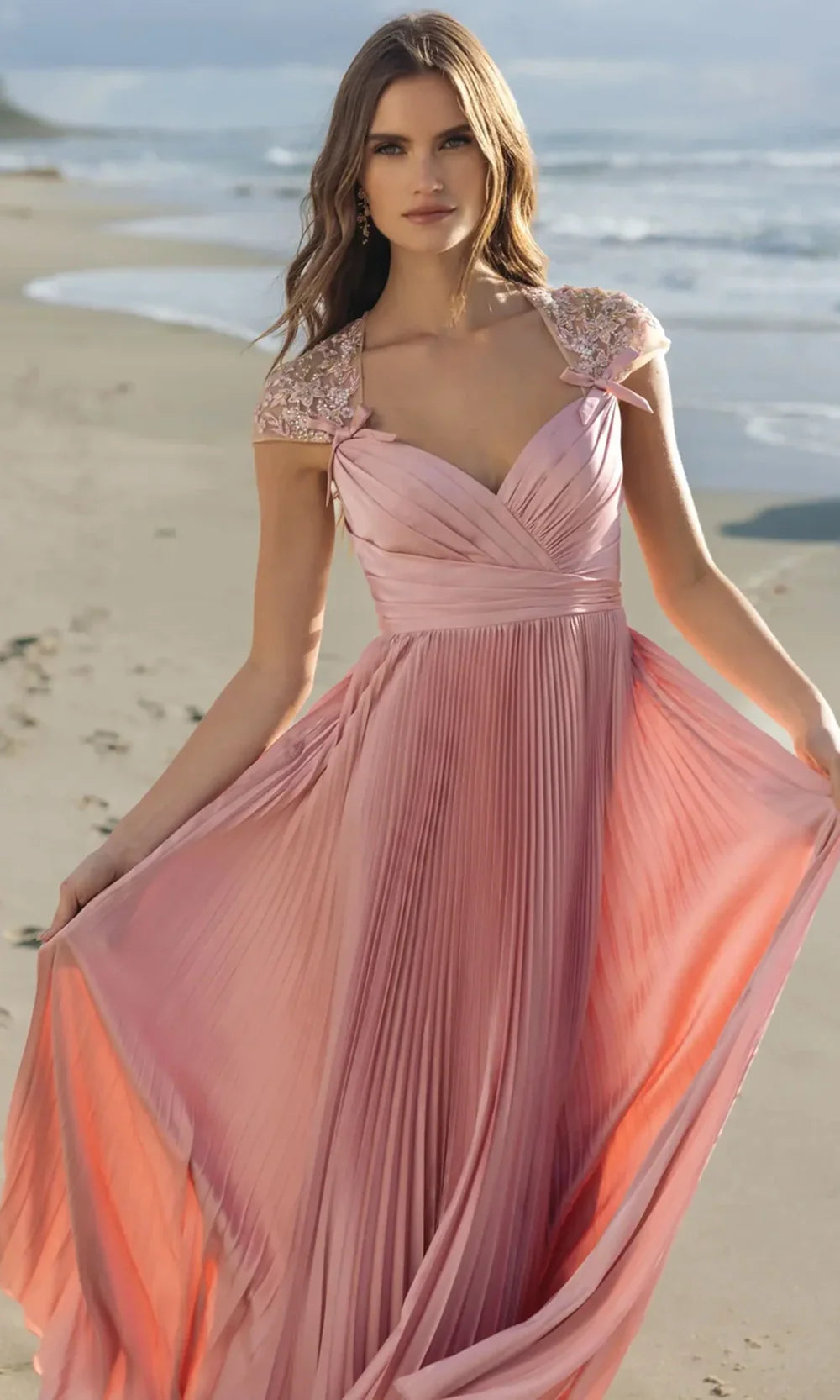 Mac Duggal 11987 - Sweetheart Pleated Charmeuse Evening Gown Formal Gowns in Rose  