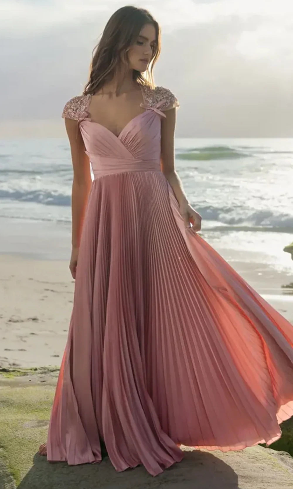 Mac Duggal 11987 - Sweetheart Pleated Charmeuse Evening Gown Formal Gowns in Rose  