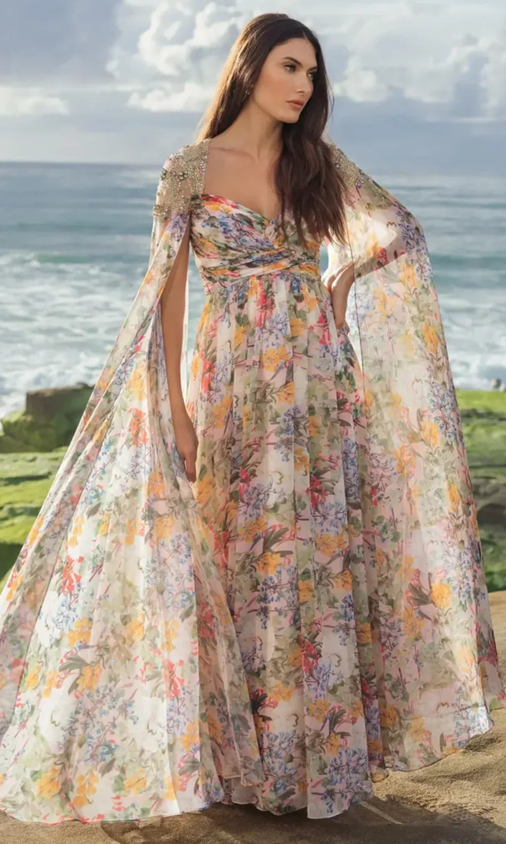 Mac Duggal 11990 - Sweetheart Neckline Multicolor Floral Gown Formal Gowns in Pastel Multi 