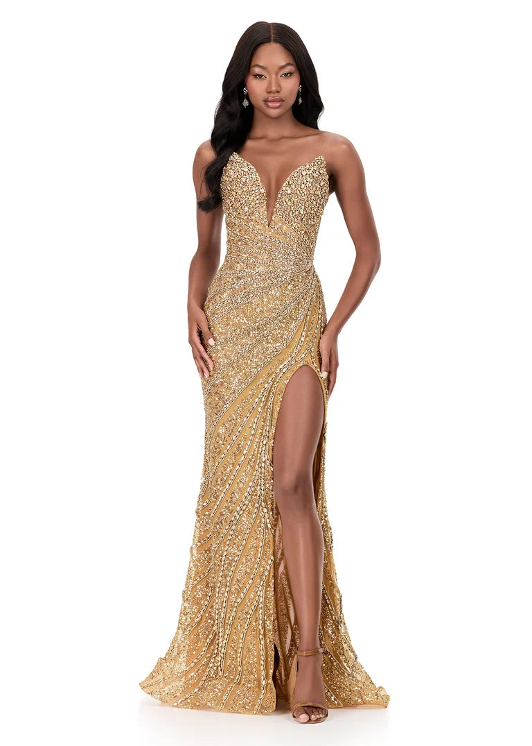 Ashley Lauren 12011 - Strapless Beaded Evening Gown
