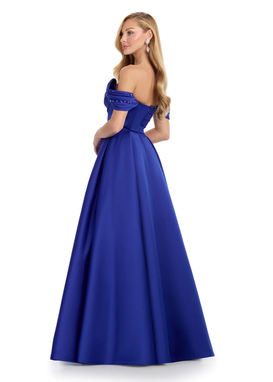 Ashley Lauren 12017 - Pleated Bodice Satin Ballgown