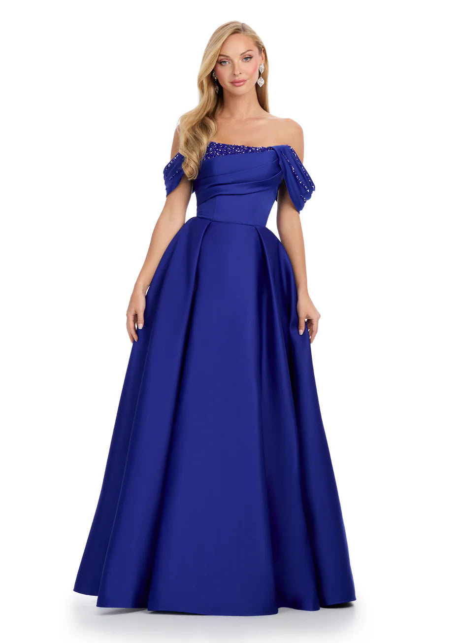 Ashley Lauren 12017 - Pleated Bodice Satin Ballgown
