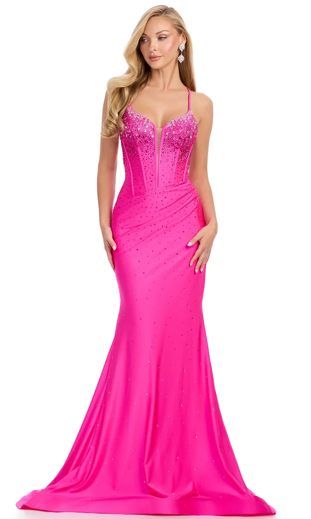 Ashley Lauren 12028 - Lace-Up Back Mermaid Evening Gown Prom Dresses