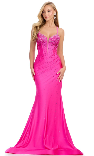 Ashley Lauren 12028 - Lace-Up Back Mermaid Evening Gown Prom Dresses