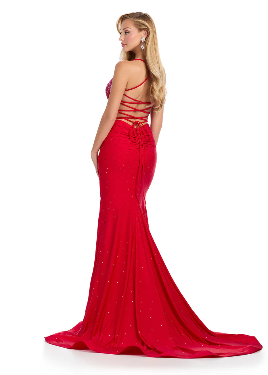 Ashley Lauren 12028 - Lace-Up Back Mermaid Evening Gown