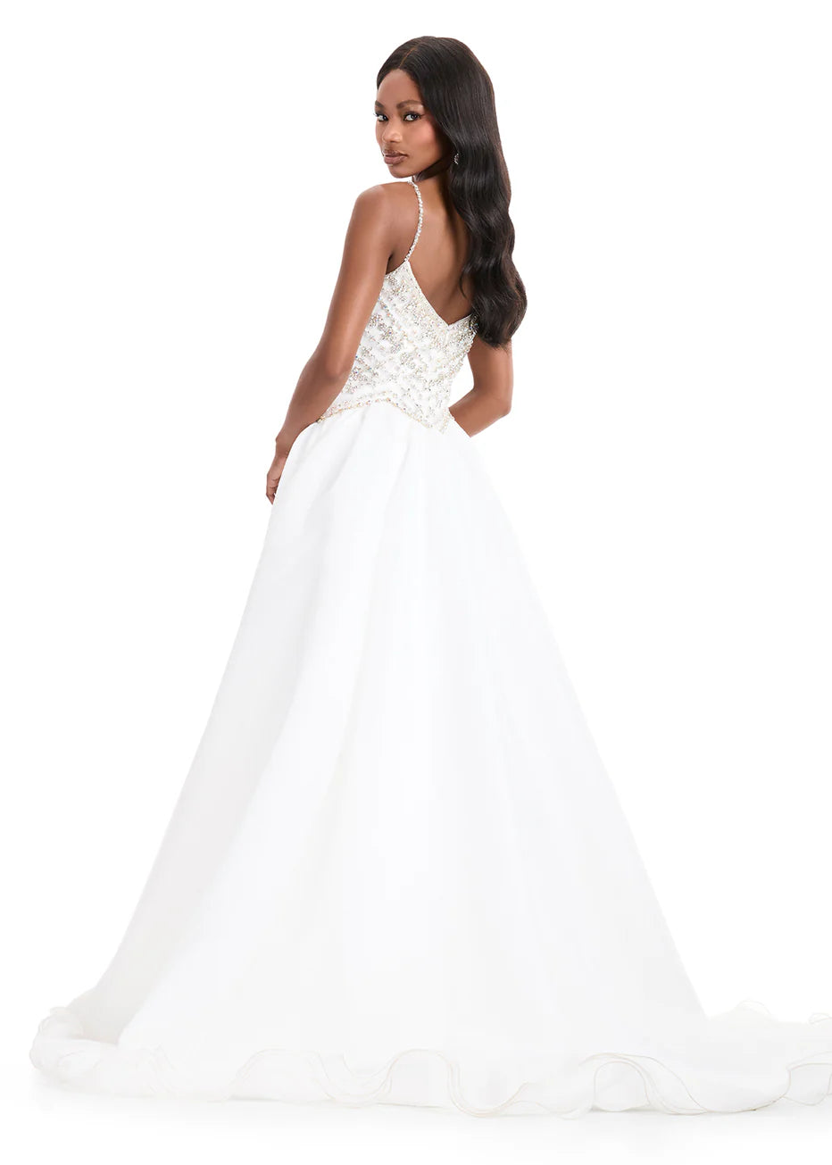 Ashley Lauren 12047 - Organza Skirt Embellished Sleeveless Gown