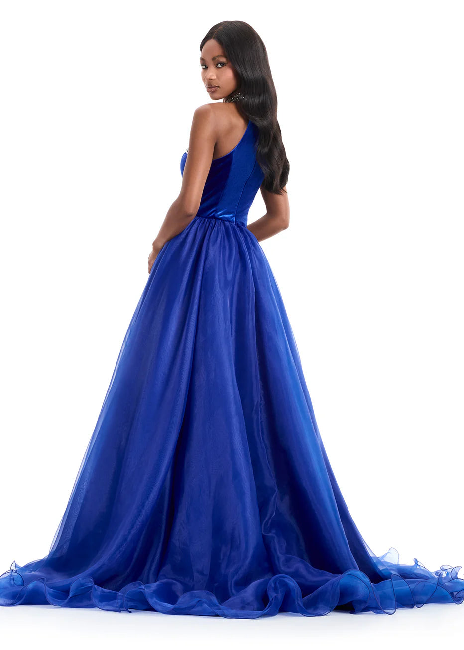 Ashley Lauren 12050 - High Halter Basque Waist Ballgown