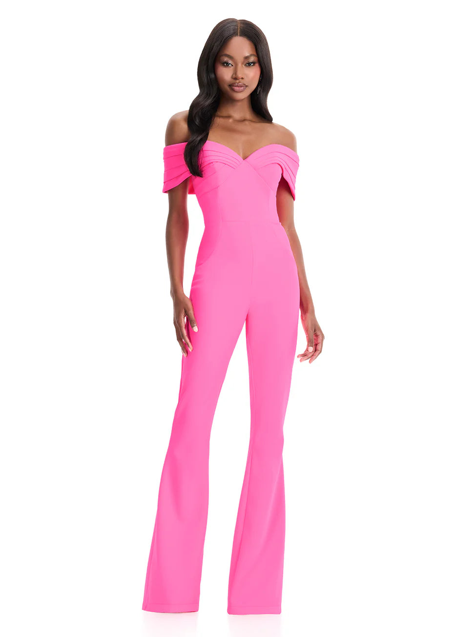 Ashley Lauren 12054 - Sweetheart Jumpsuit with Pleated Detail