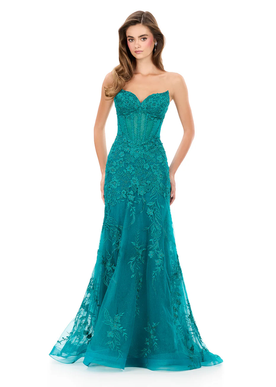 Ashley Lauren 12060 - Illusion Waist Embroidered Fitted Gown