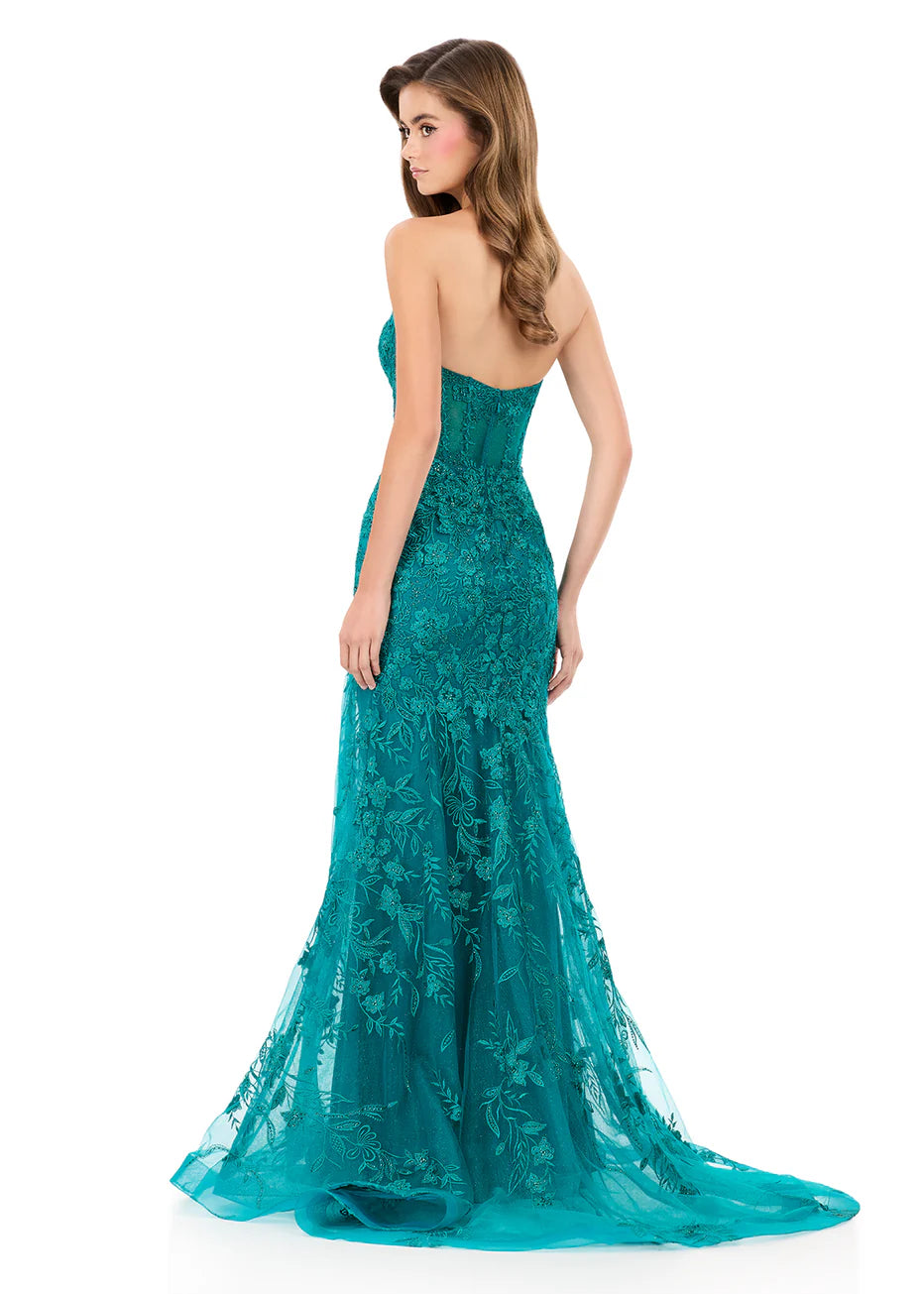 Ashley Lauren 12060 - Illusion Waist Embroidered Fitted Gown