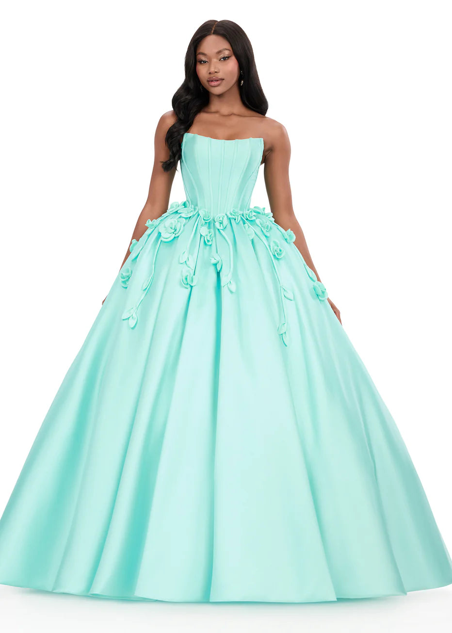 Ashley Lauren 12062 - Strapless Corset Floral Evening Gown
