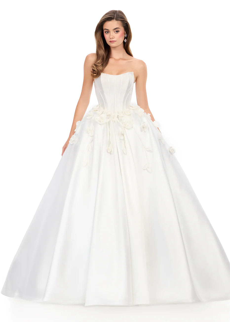 Ashley Lauren 12062 - Strapless Corset Floral Evening Gown