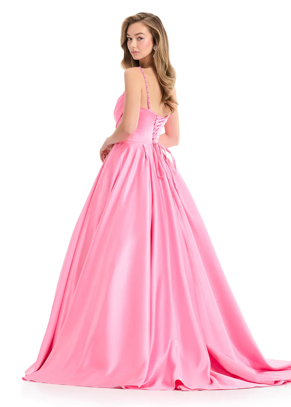 Ashley Lauren 12086 - Pleated Skirt Lace-Up Back Gown