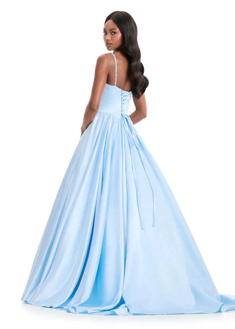 Ashley Lauren 12086 - Pleated Skirt Lace-Up Back Gown