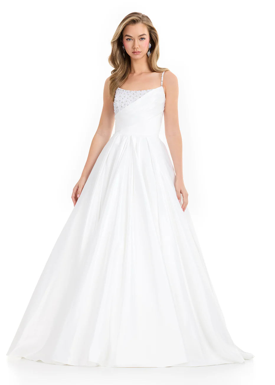 Ashley Lauren 12086 - Pleated Skirt Lace-Up Back Gown