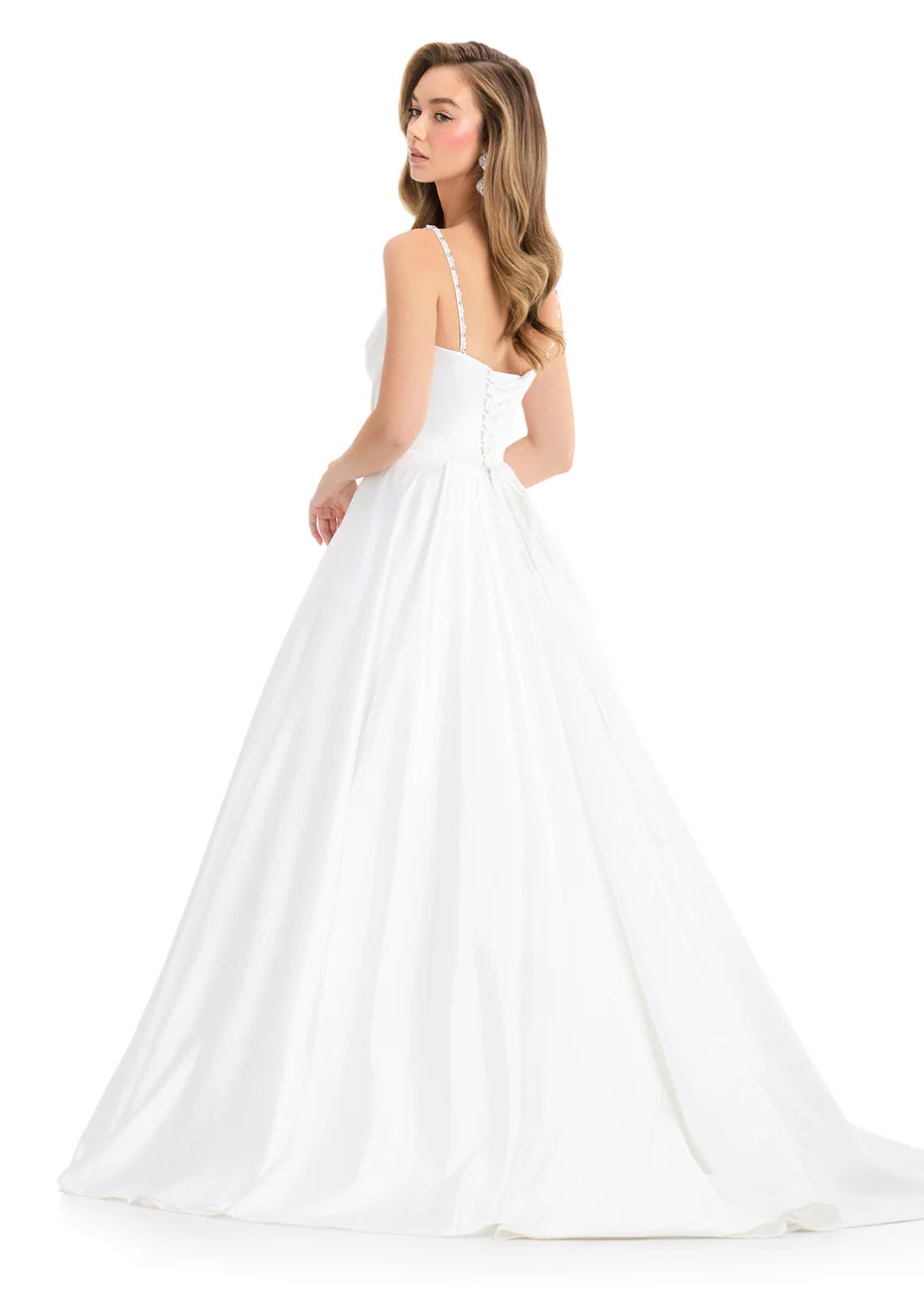 Ashley Lauren 12086 - Pleated Skirt Lace-Up Back Gown