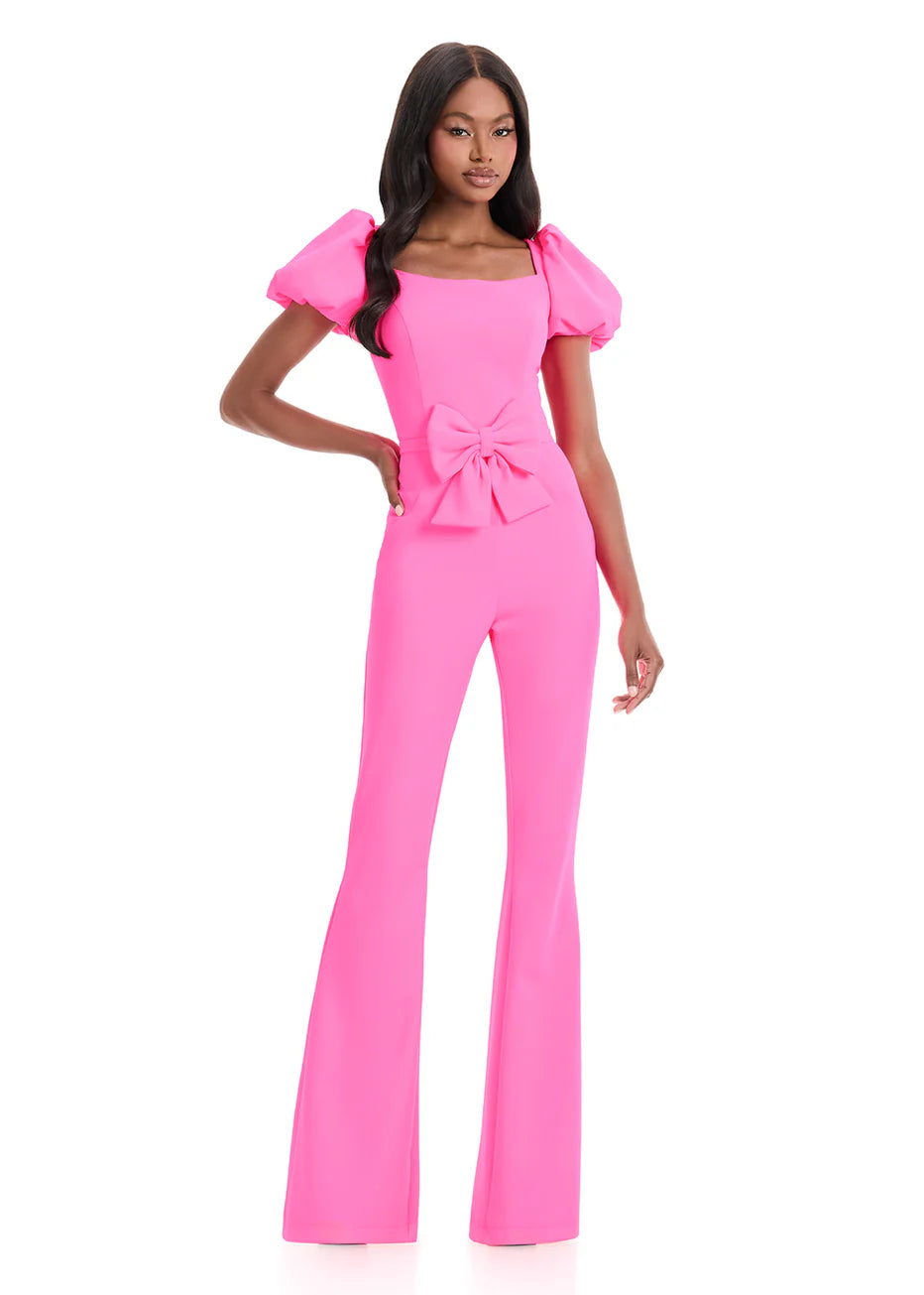 Ashley Lauren 12089 - Square Neckline Scuba Jumpsuit