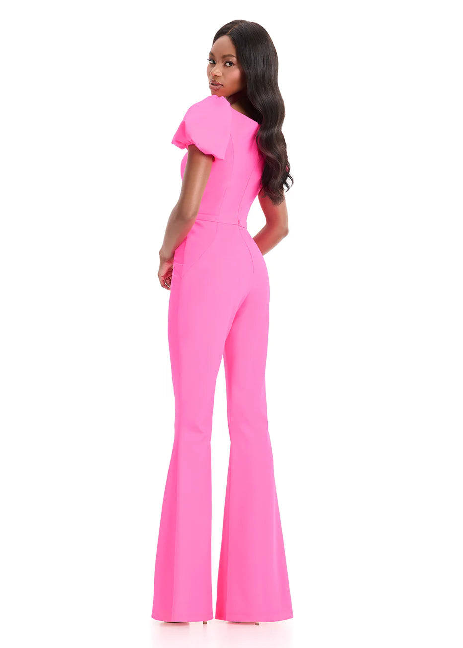 Ashley Lauren 12089 - Square Neckline Scuba Jumpsuit