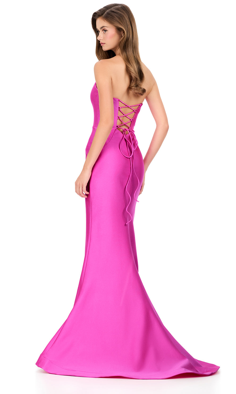 Ashley Lauren 12164 - Min imalist V-Neckline Jersey Prom Dress in Fuchsia
