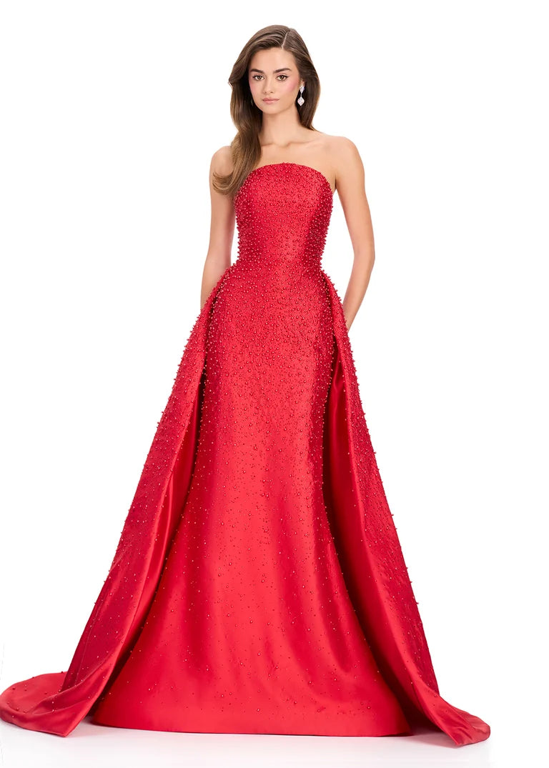 Ashley Lauren 12167 - Strapless Neckline Embellished Overskirt Gown