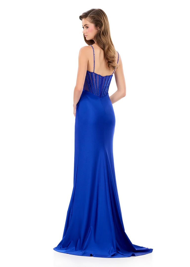 Ashley Lauren 12173 - Sleeveless Basque Dress with Beaded Top