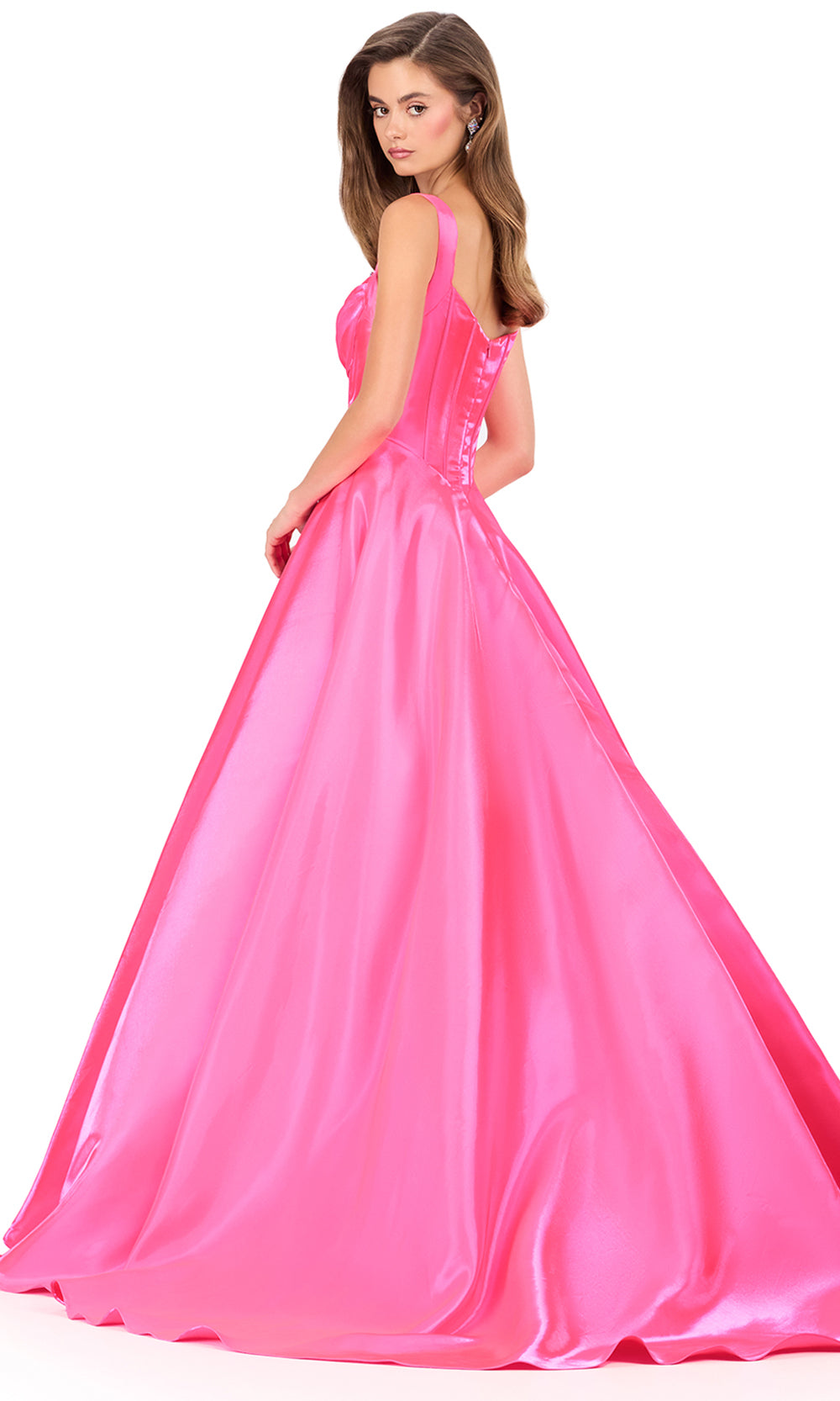 Ashley Lauren 12178 - Jeweled Accent Sleeveless A-Lin e Gown in Hot Pink