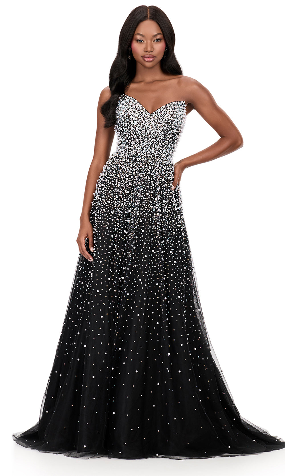 Ashley Lauren 12180 - Embellished Tulle Lace-Up Prom Dress Prom Dresses