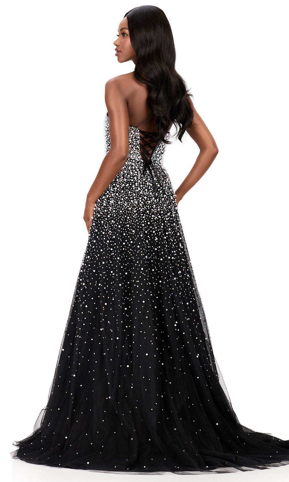 Ashley Lauren 12180 - Embellished Tulle Lace-Up Prom Dress Prom Dresses