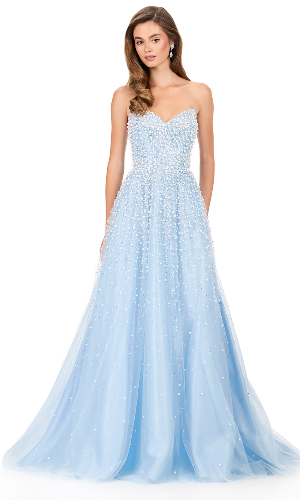 Ashley Lauren 12180 - Embellished Tulle Lace-Up Prom Dress Prom Dresses