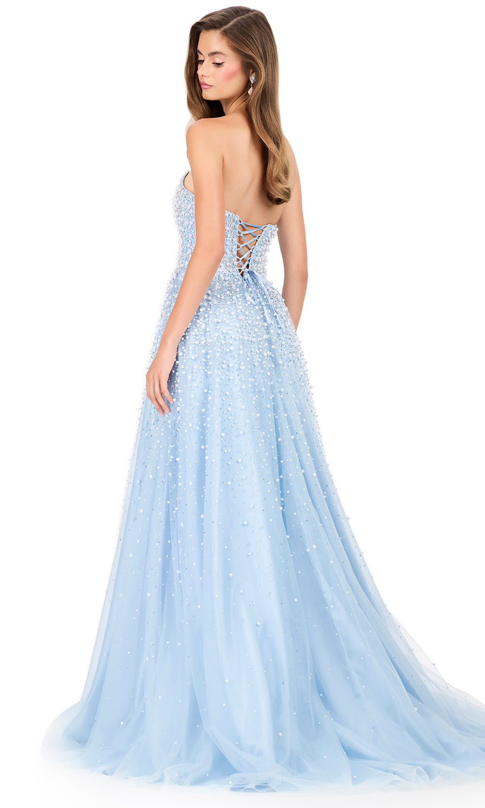 Ashley Lauren 12180 - Embellished Tulle Lace-Up Prom Dress Prom Dresses