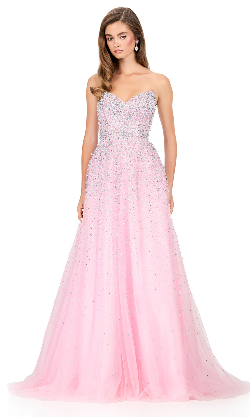 Ashley Lauren 12180 - Embellished Tulle Lace-Up Prom Dress Prom Dresses