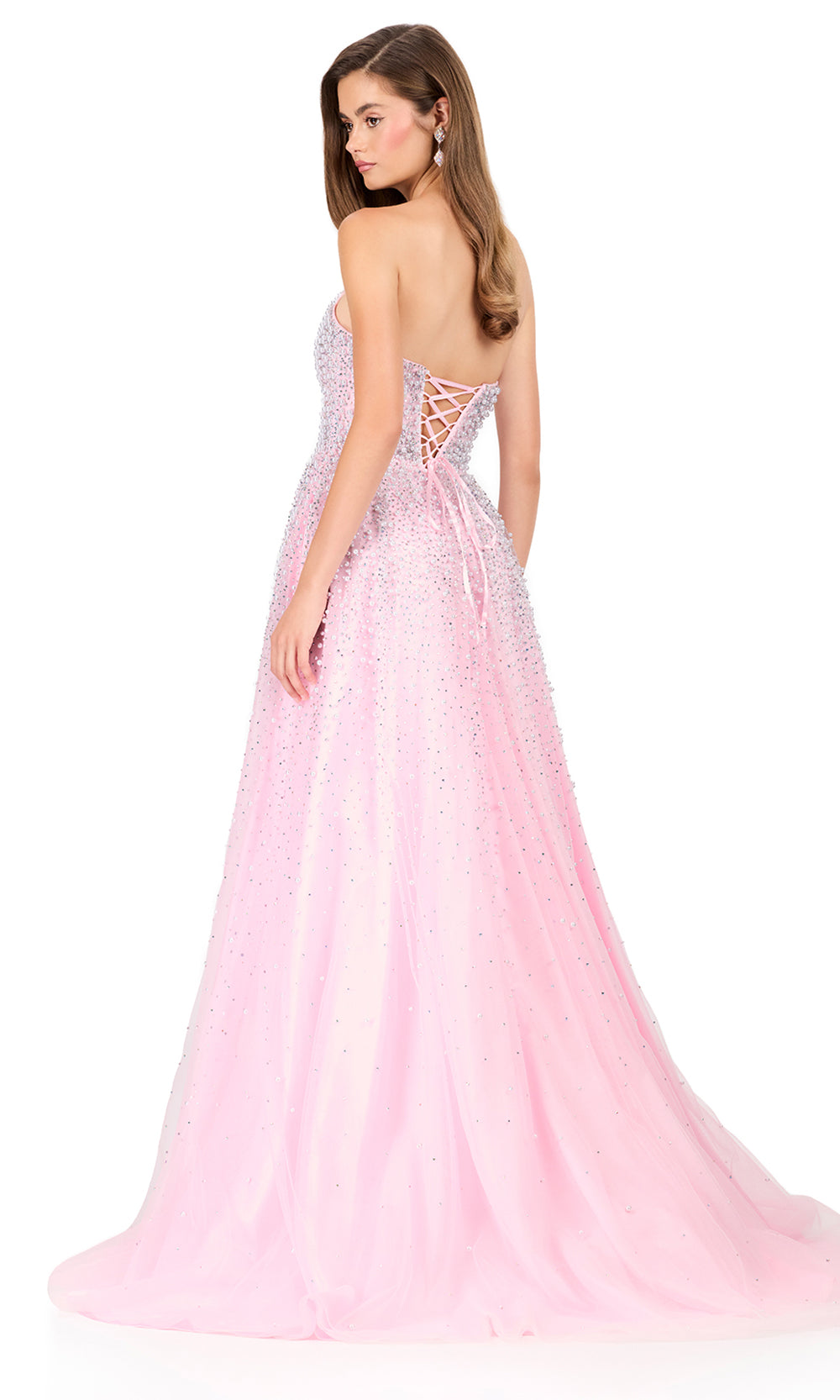 Ashley Lauren 12180 - Embellished Tulle Lace-Up Prom Dress Prom Dresses