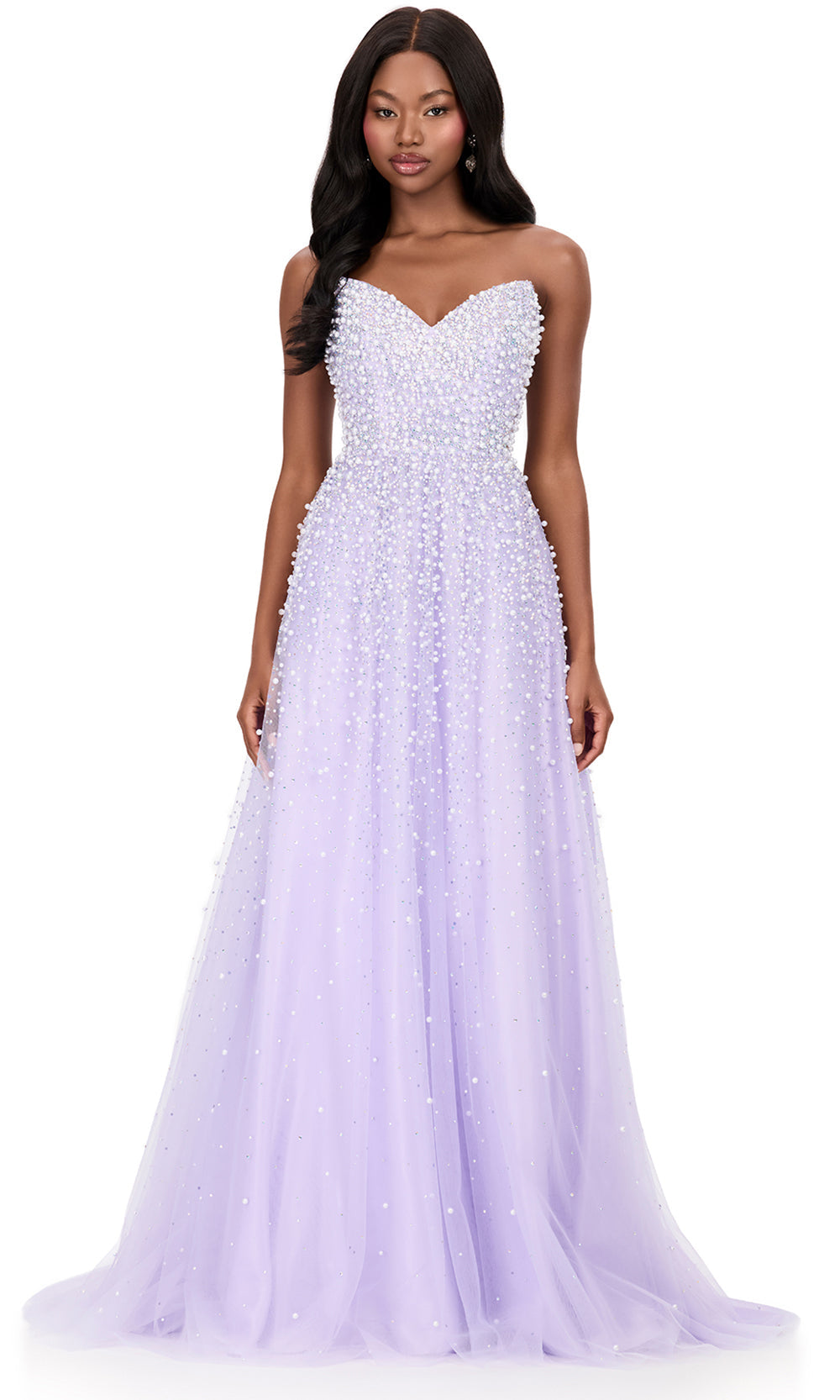 Ashley Lauren 12180 - Embellished Tulle Lace-Up Prom Dress Prom Dresses