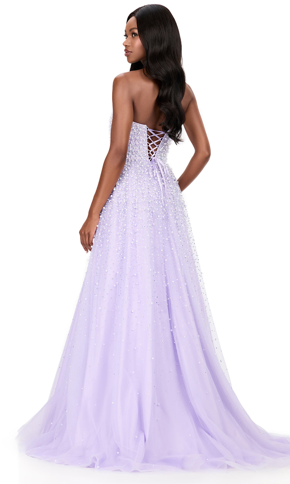Ashley Lauren 12180 - Embellished Tulle Lace-Up Prom Dress Prom Dresses