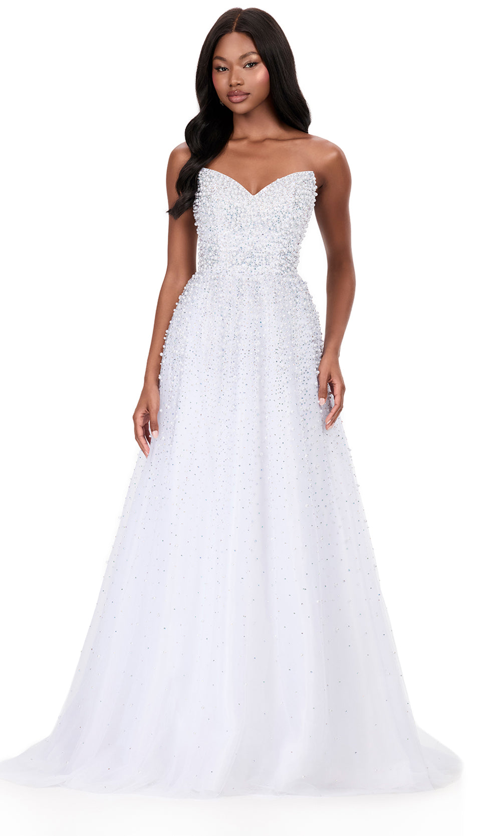 Ashley Lauren 12180 - Embellished Tulle Lace-Up Prom Dress Prom Dresses
