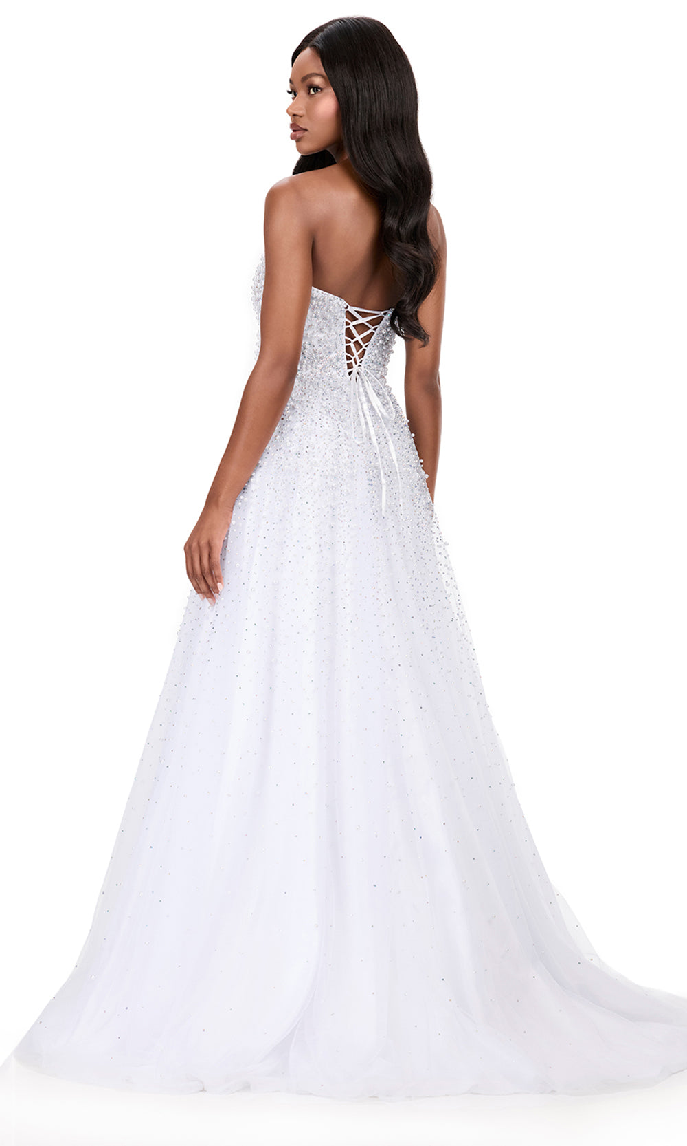Ashley Lauren 12180 - Embellished Tulle Lace-Up Prom Dress Prom Dresses