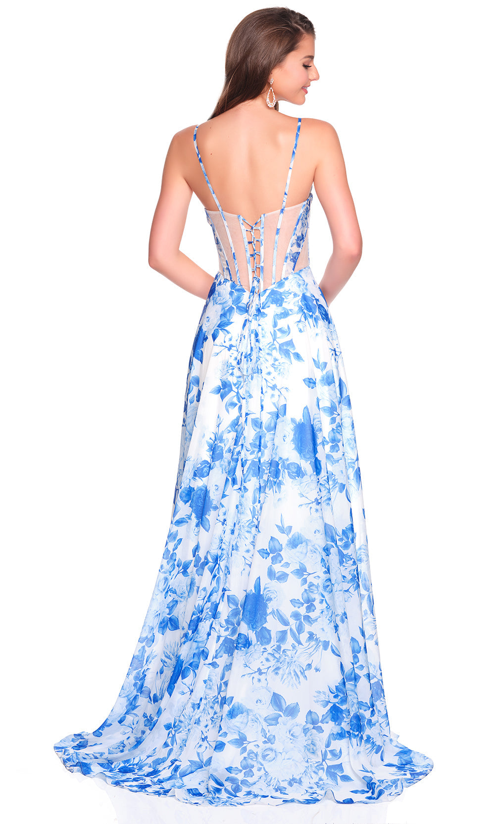 Dave & Johnny 12188 - Printed Spaghetti Strap A-Line Dress Prom Dresses