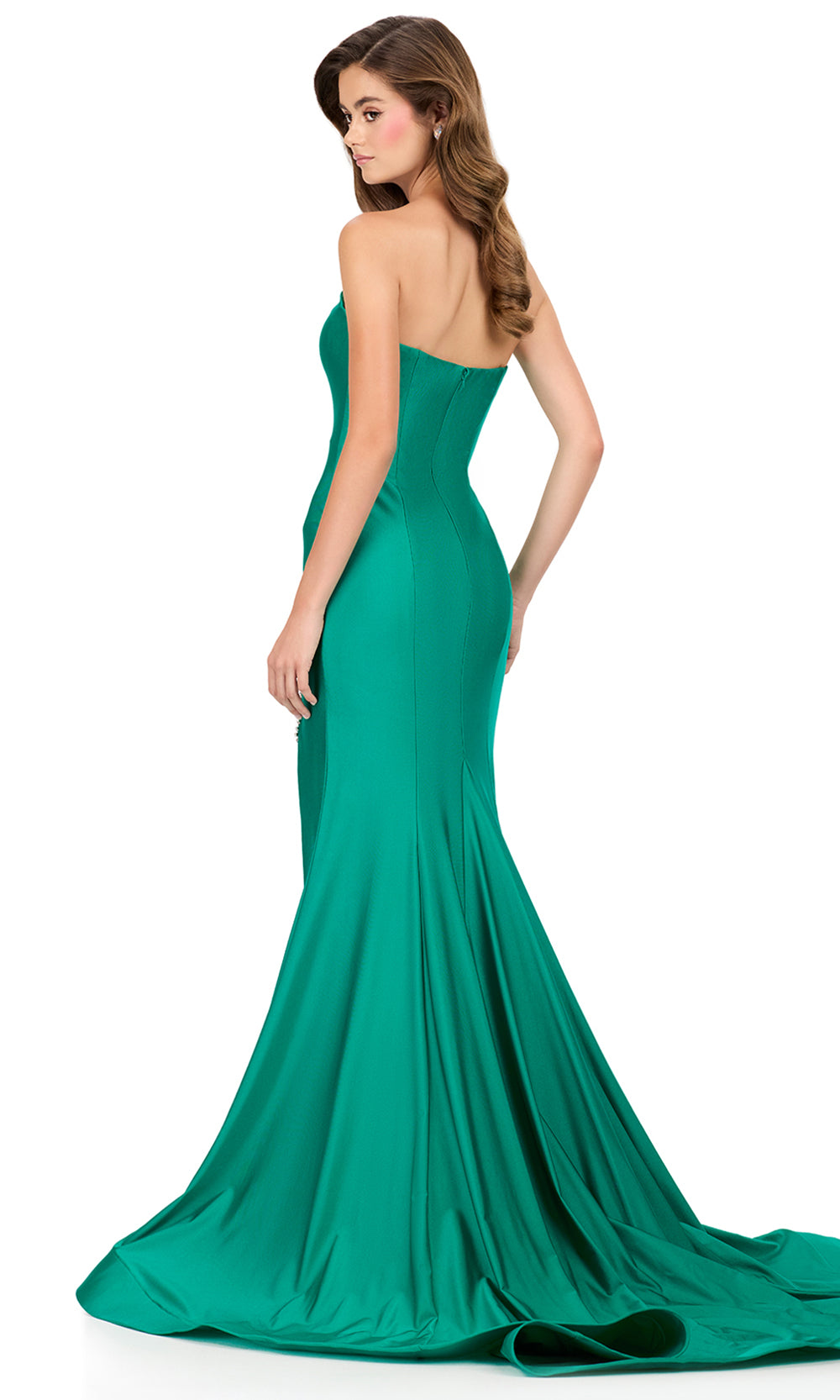Ashley Lauren 12191 - Beaded Accent Mermaid Strapless Dress in Emerald