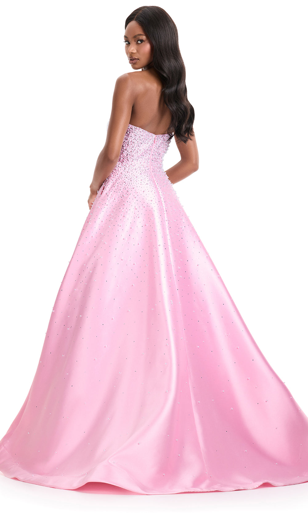 Ashley Lauren 12192 - Semi-Sweetheart Pearl Beaded Prom Dress in Ice Pink