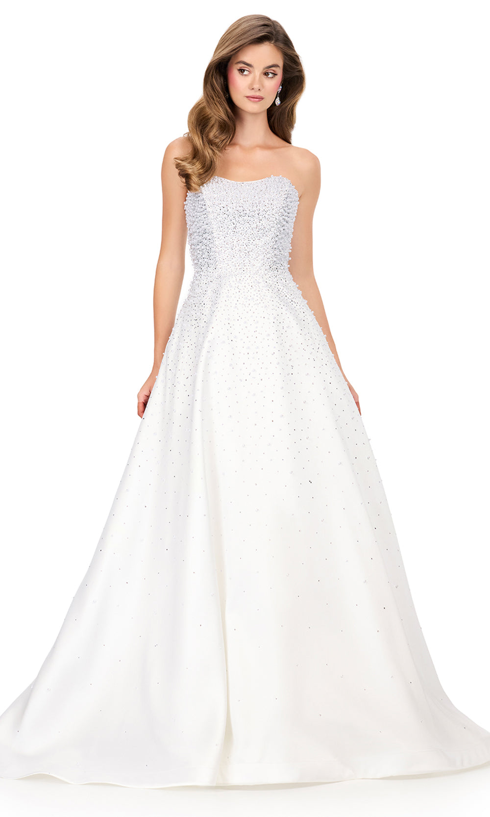 Ashley Lauren 12192 - Semi-Sweetheart Pearl Beaded Prom Dress in Ivory