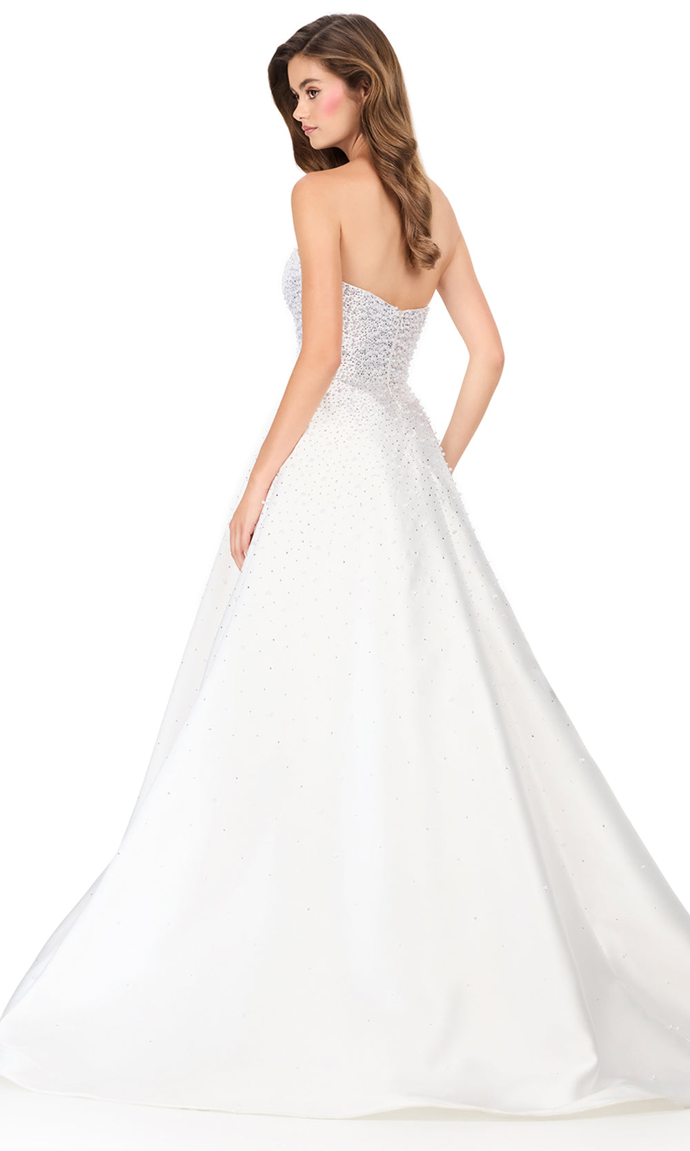 Ashley Lauren 12192 - Semi-Sweetheart Pearl Beaded Prom Dress in Ivory