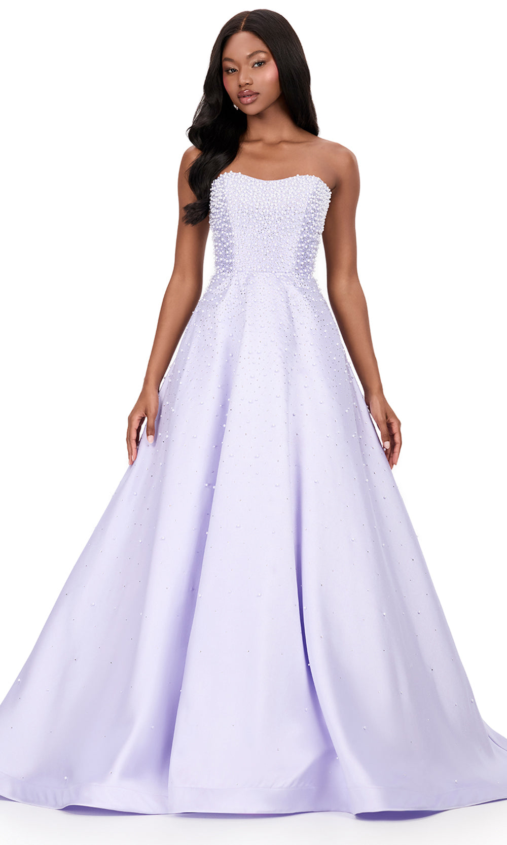 Ashley Lauren 12192 - Semi-Sweetheart Pearl Beaded Prom Dress in Lilac