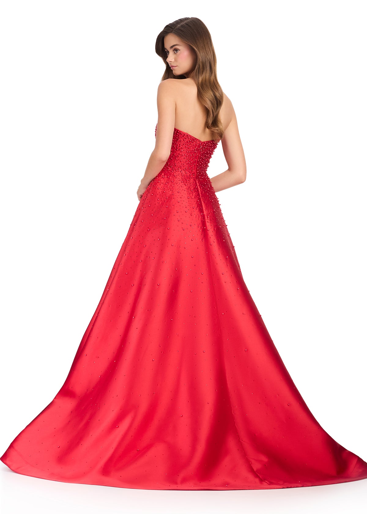 Ashley Lauren 12192 - Pearl Embellished Strapless Mikado Dress