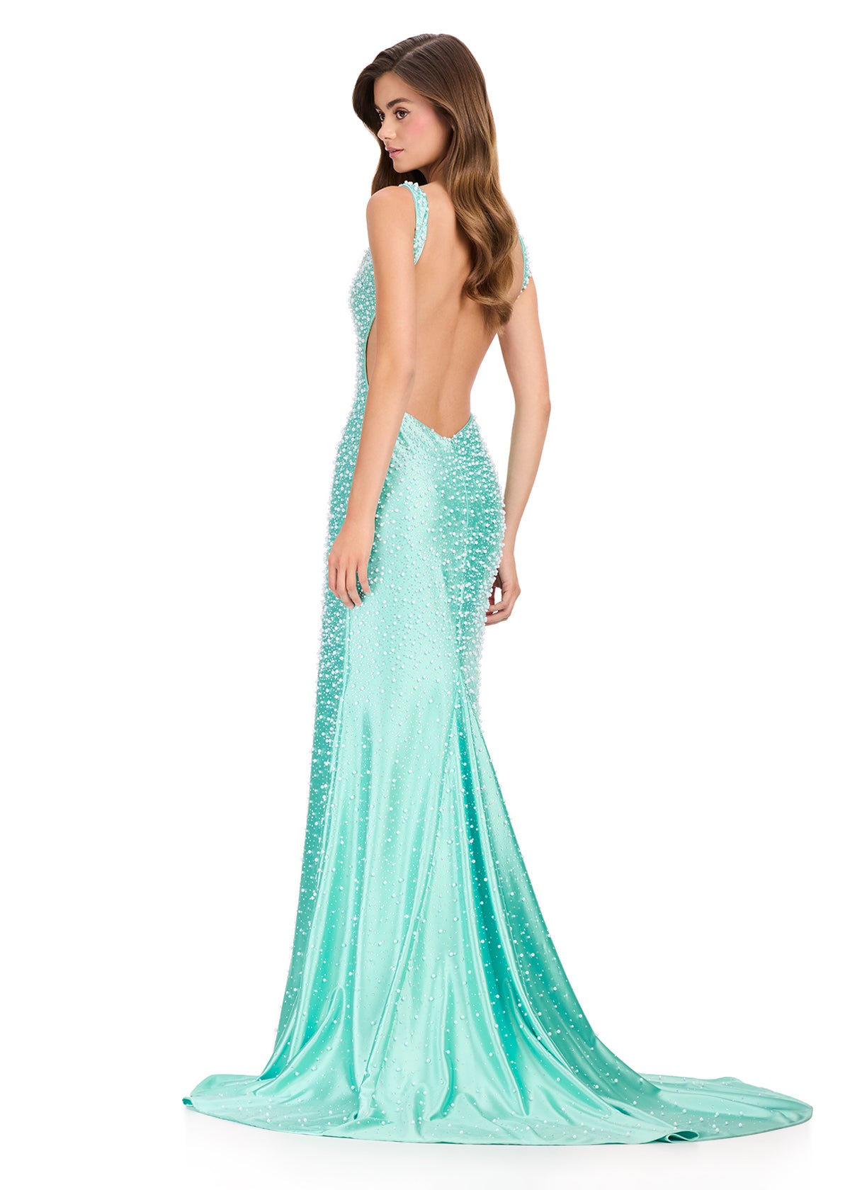 Ashley Lauren 12194 - Sparkling V-Neck Jersey Prom Dress