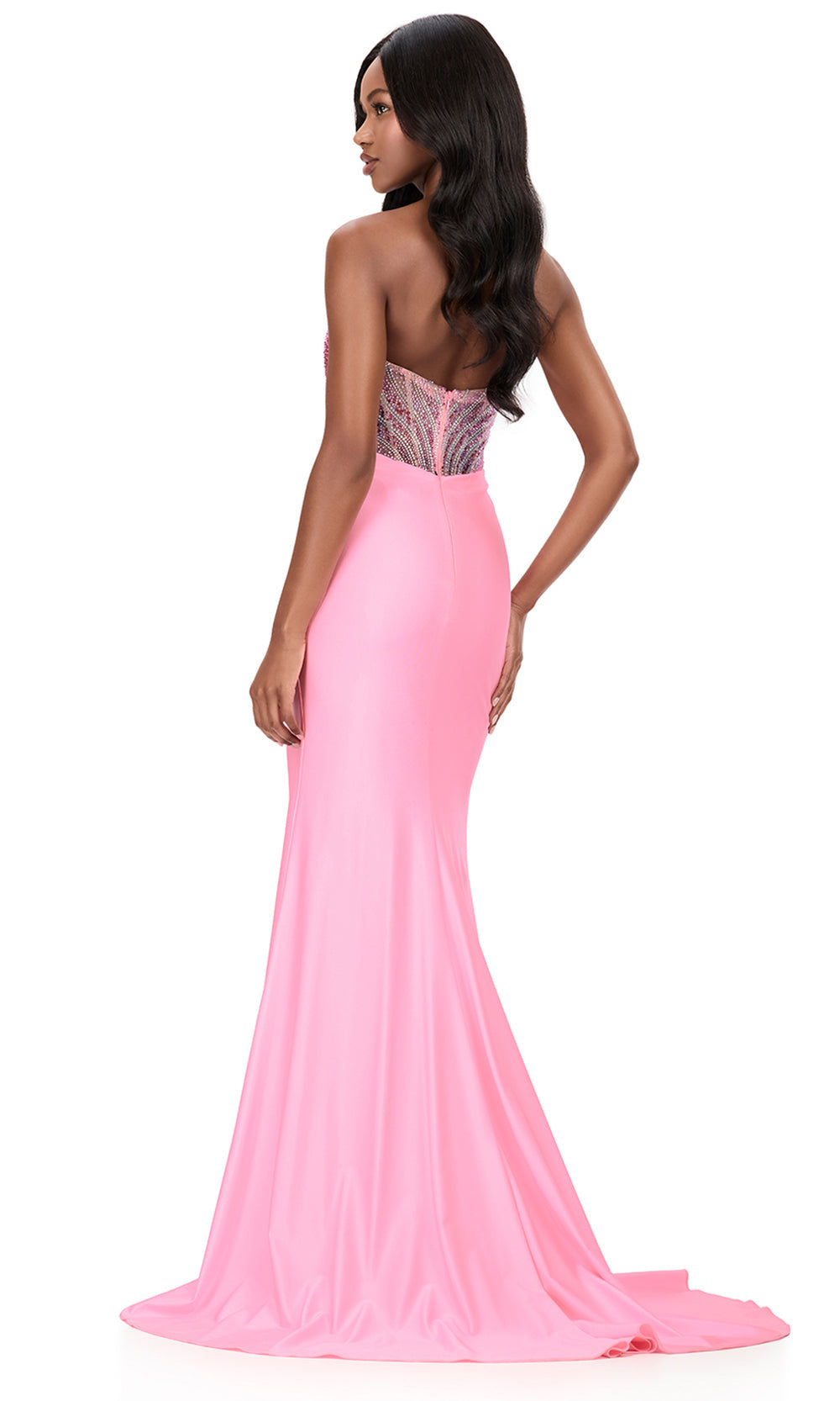 Ashley Lauren 12197 - Crystal Bustier Sweetheart Evening Gown in Pink
