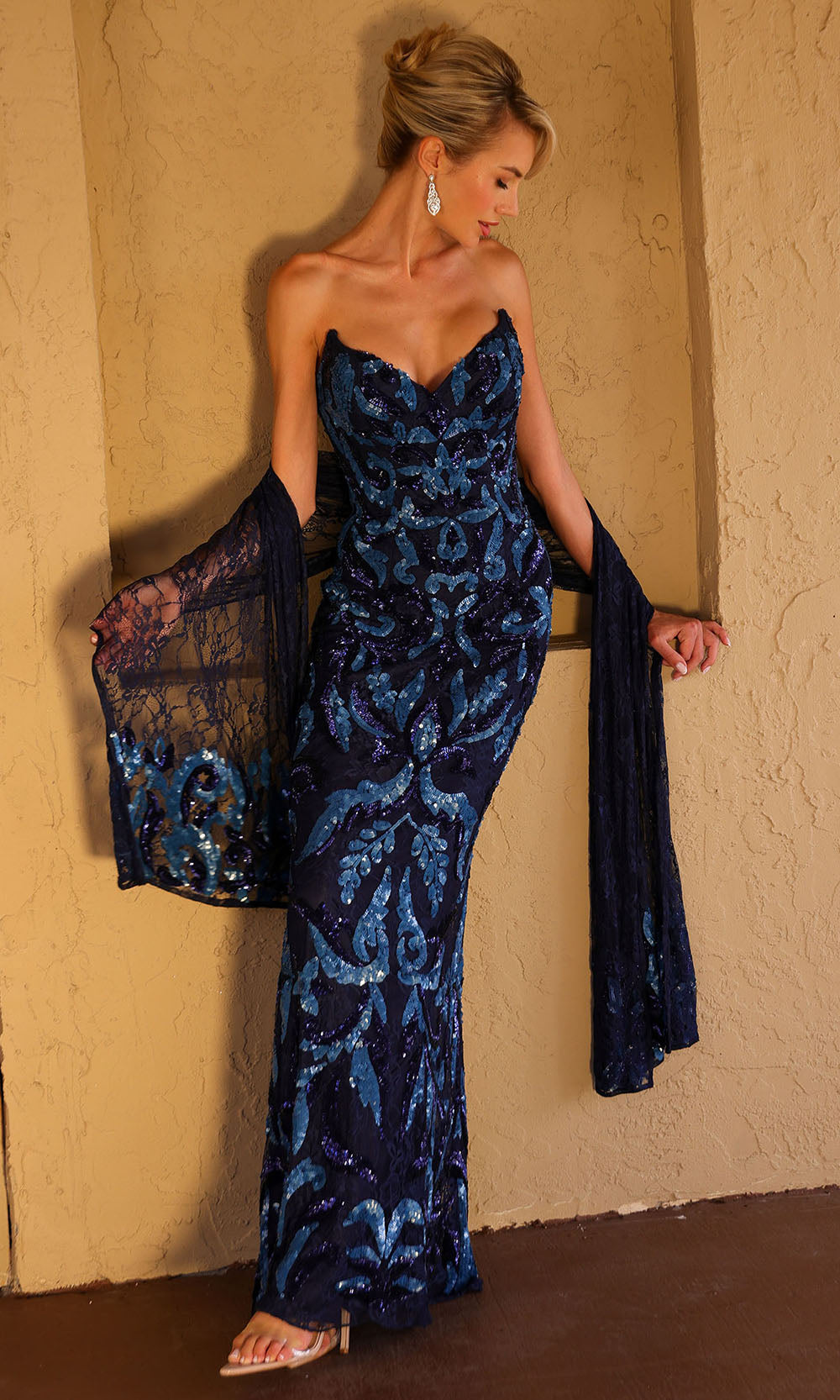 Primavera Couture 12211 - Sparkling Lace Strapless Long Dress Formal Gowns