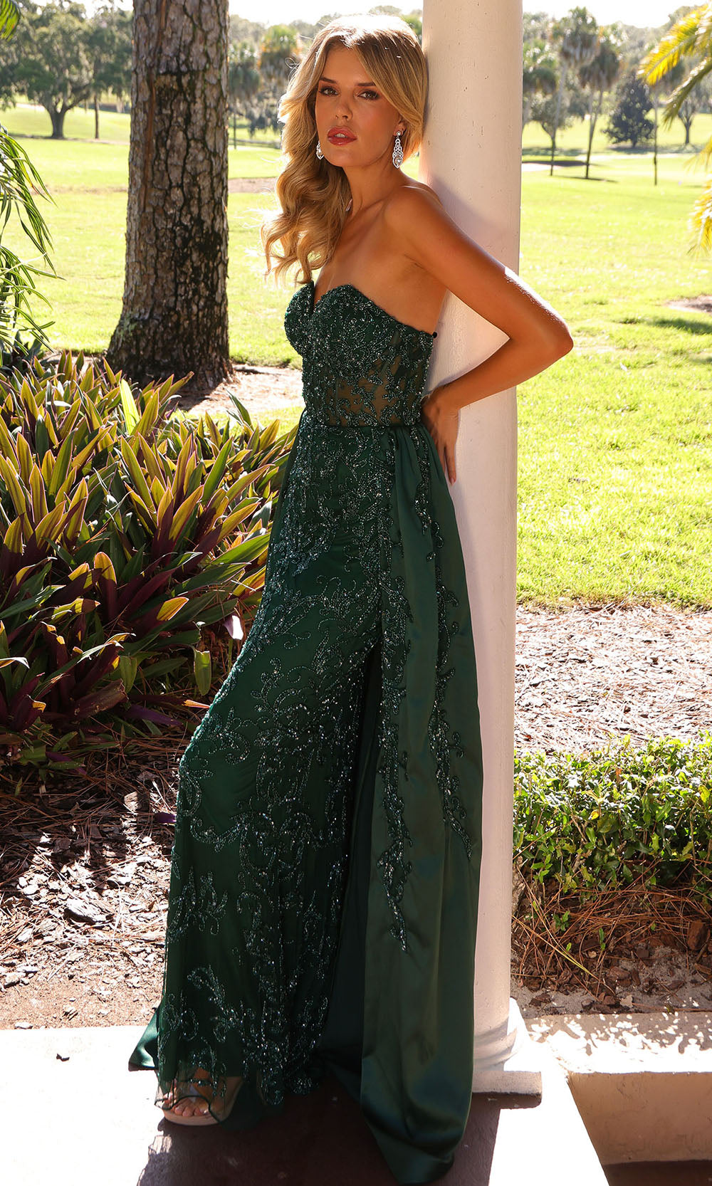 Primavera Couture 12213 - Ornate Beaded Corset Dress with Overskirt Prom Dresses