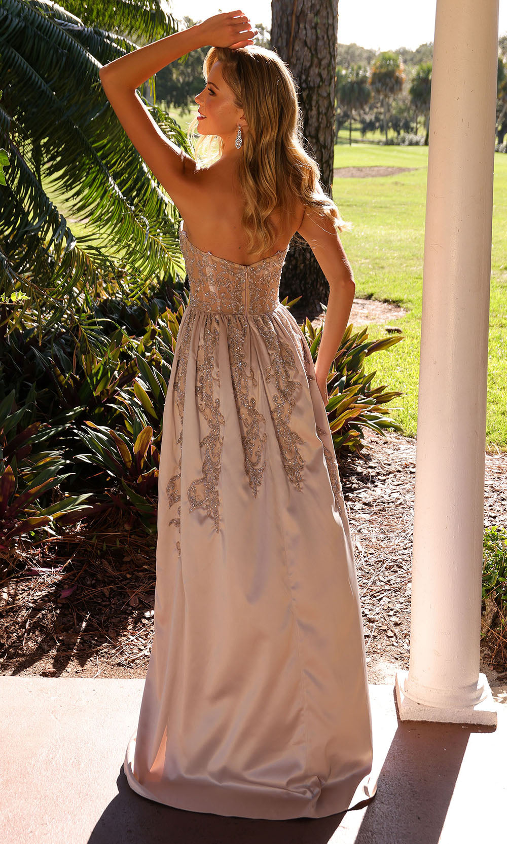 Primavera Couture 12213 - Ornate Beaded Corset Dress with Overskirt Prom Dresses